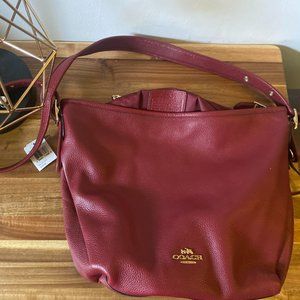 New Coach Polish Pebbled Leather Dufflette LL(Black Cherry)